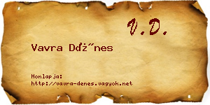Vavra Dénes névjegykártya