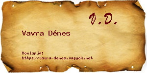 Vavra Dénes névjegykártya